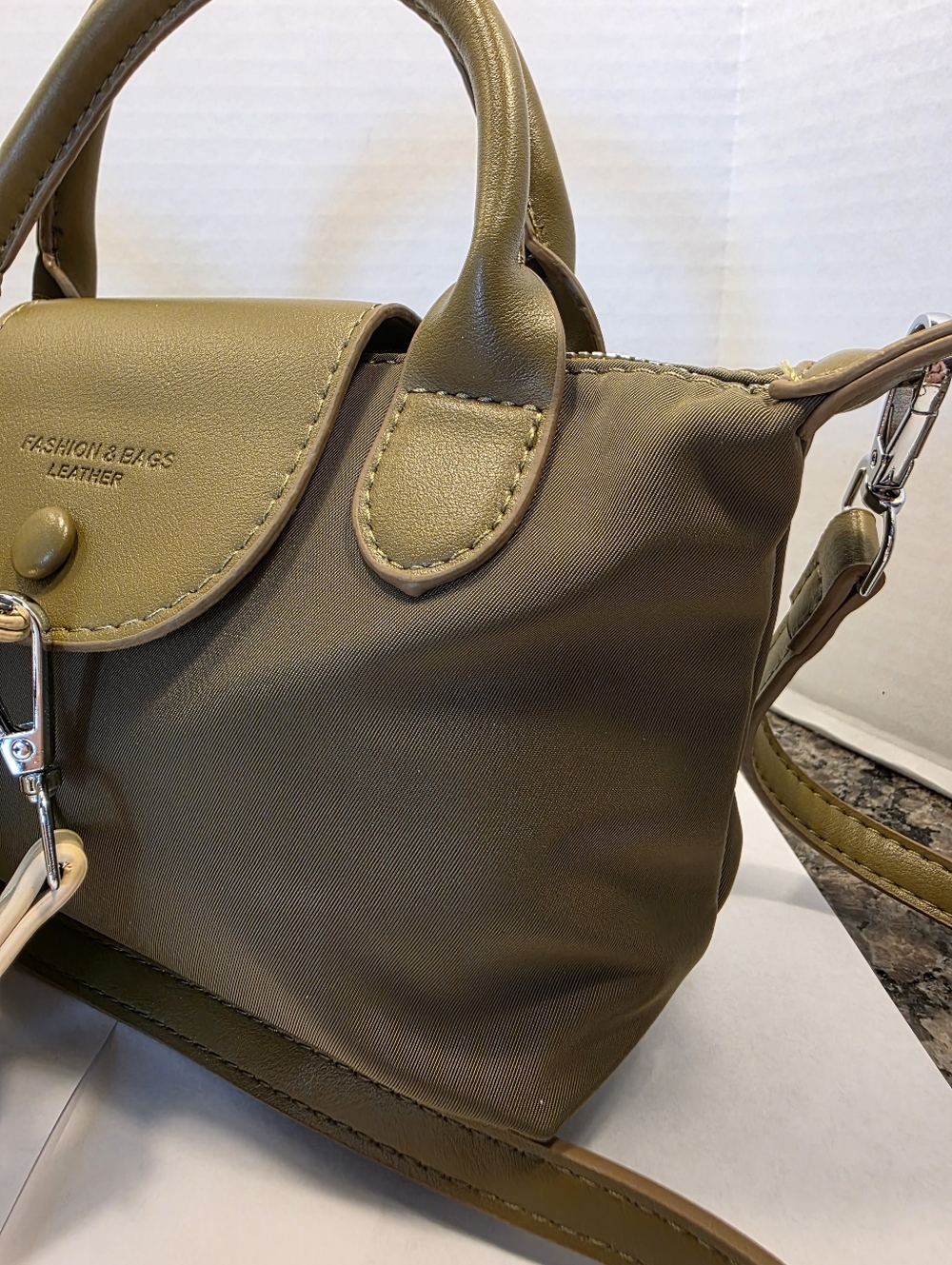 Nylon Top-Handle Tote with Detachable Strap in Two Colors by Fashion Bag Leather - Picture 8 of 8